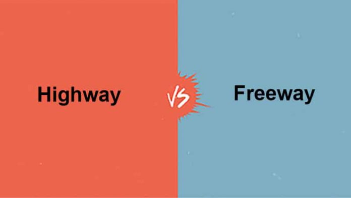 Difference between highway and freeway